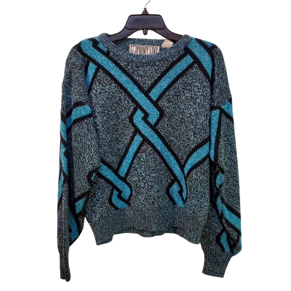 Vintage 80s Front‎ Line Geometric Sweater Size S